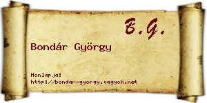 Bondár György névjegykártya